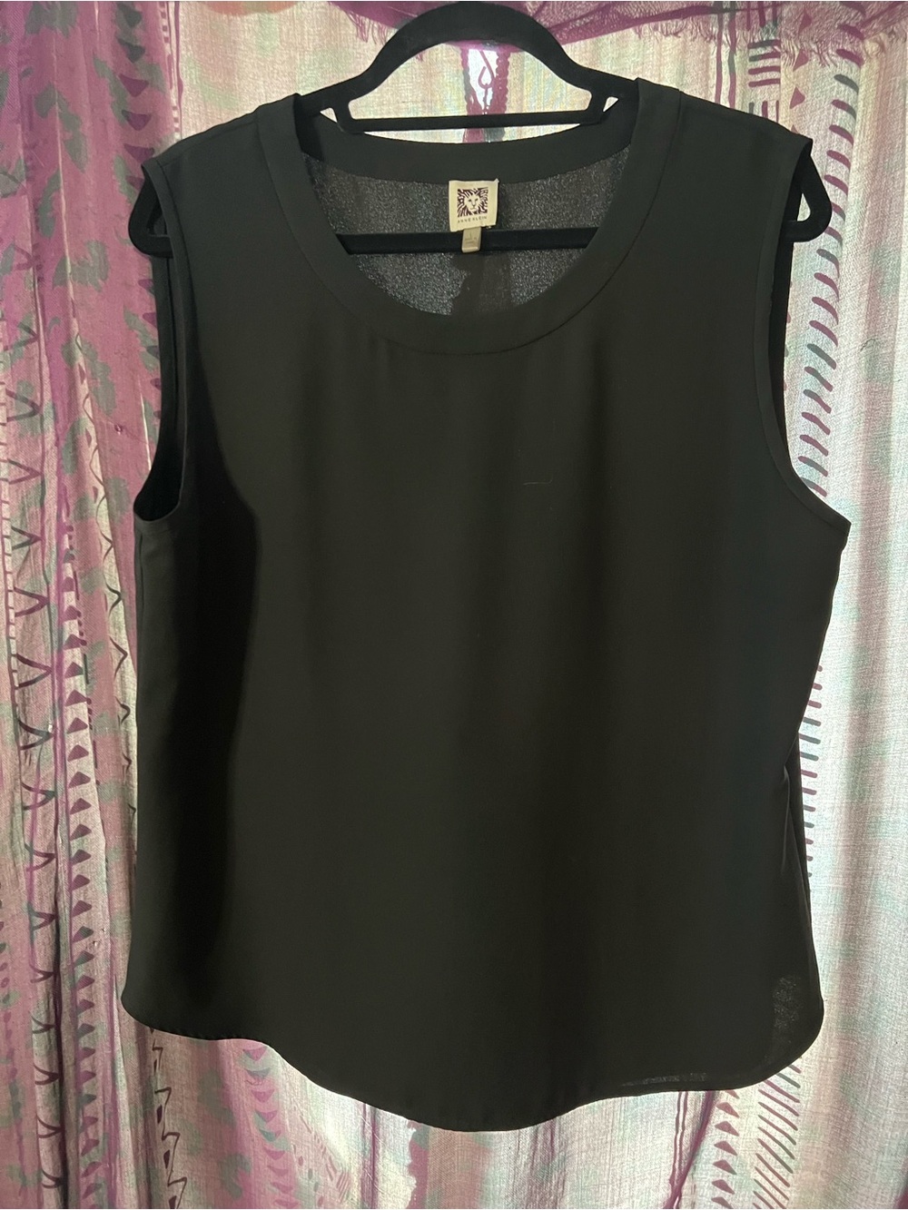 Vintage Anne Klein Black Sleeveless Shell Top - Classic Tank - Picture 2 of 4